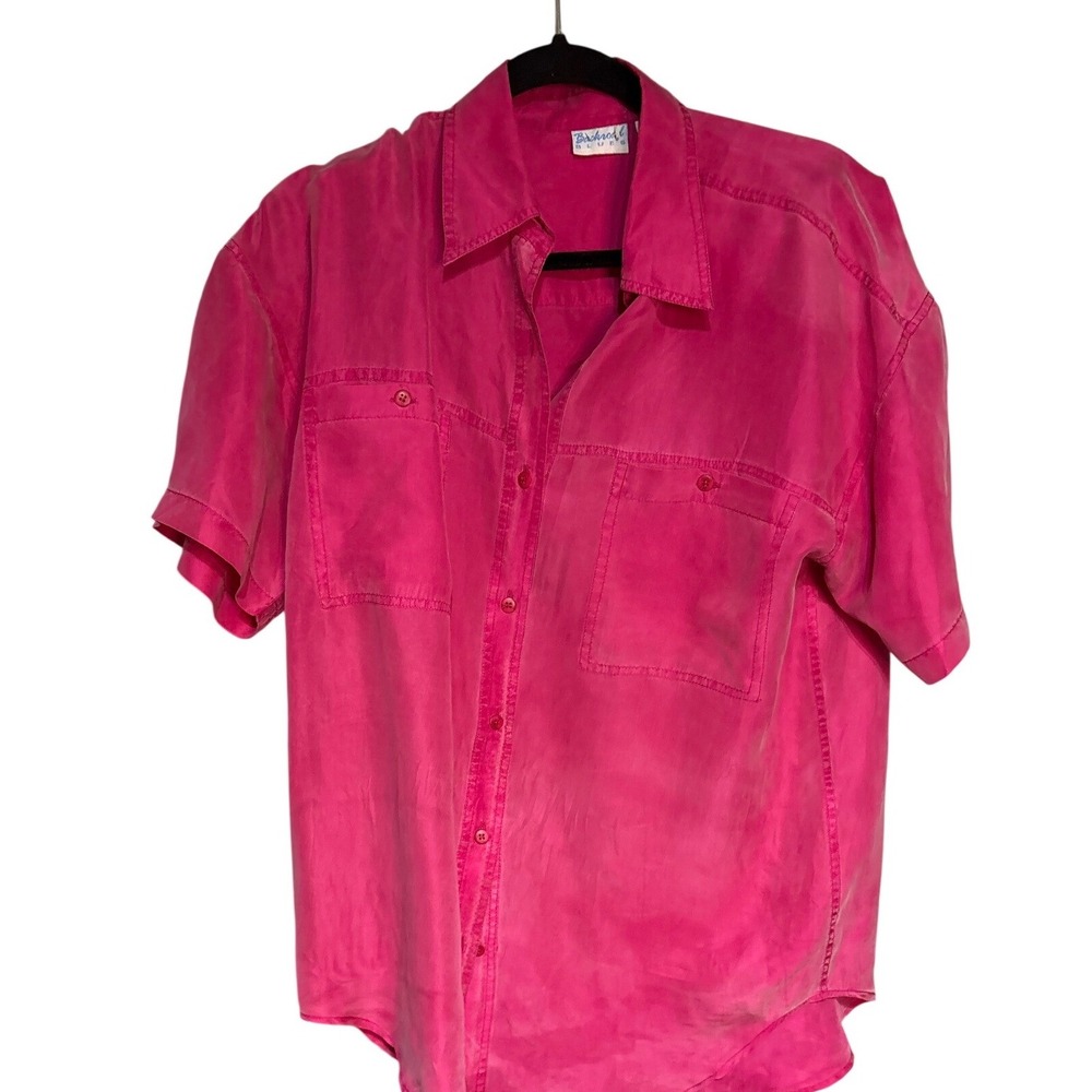 Backroad Blues Vintage Womens Pink Silk Short Sleeve Shoulder‎ Pad Top Old Money